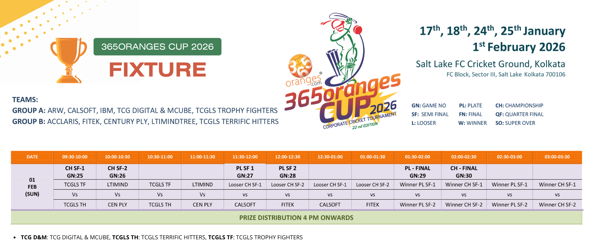 365oranges CUP Fixture 2026